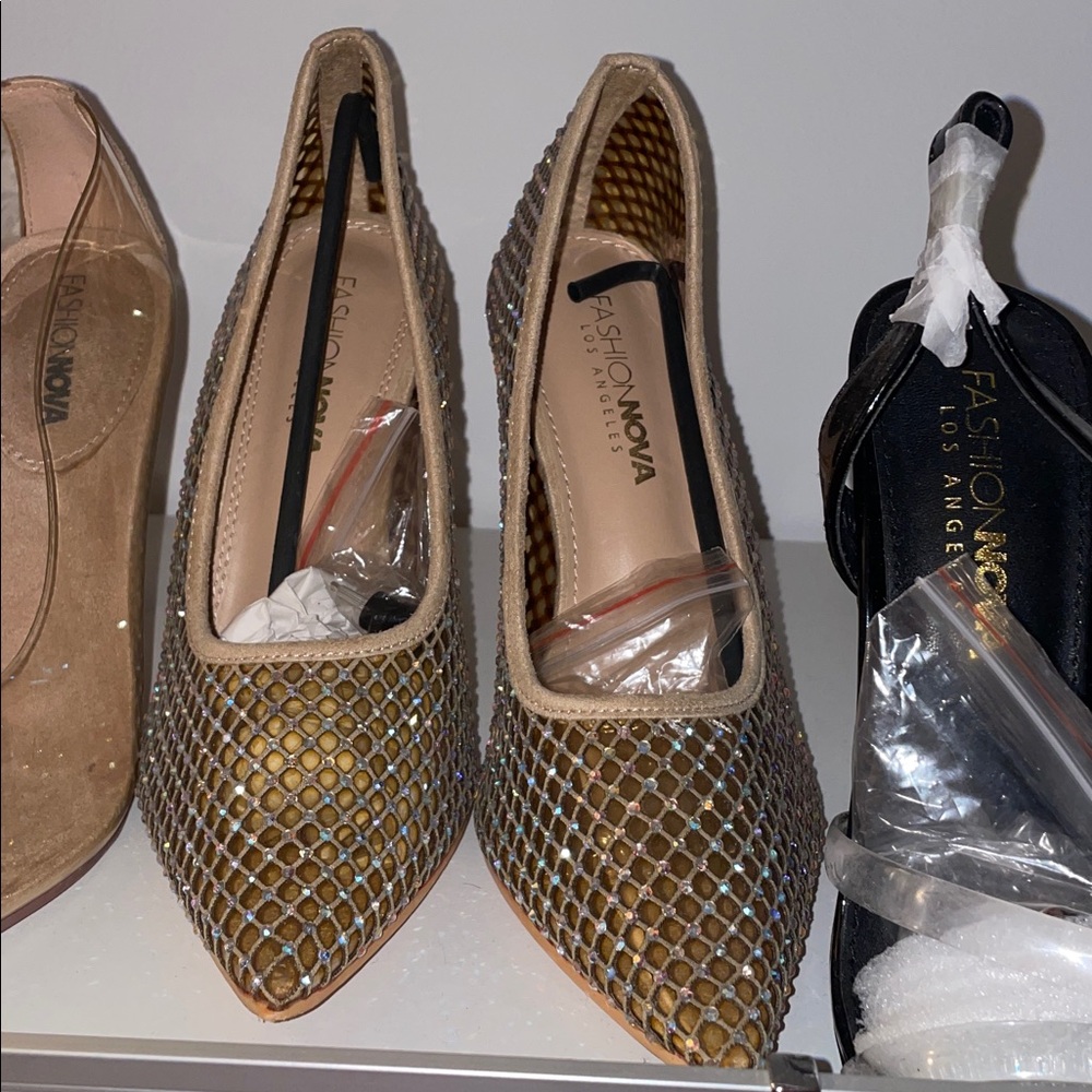 Fashion Nova Metallic Mesh Heels